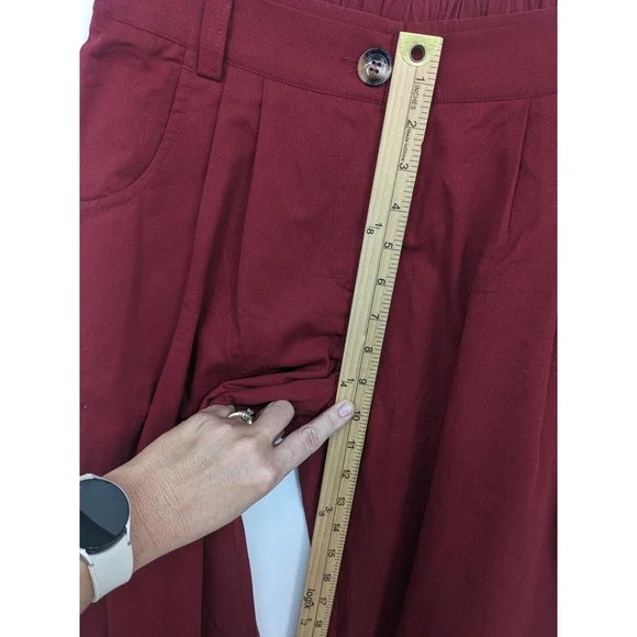 Halara Joggers Women Small Dark Red High Waisted Pleated Cotton Twill Casual NWT - Picture 9 of 10